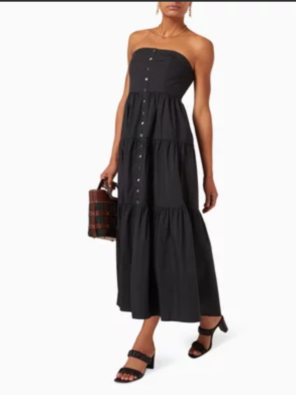 STAUD Elroy Midi Dress in Cotton Poplin - Picture 2 of 11